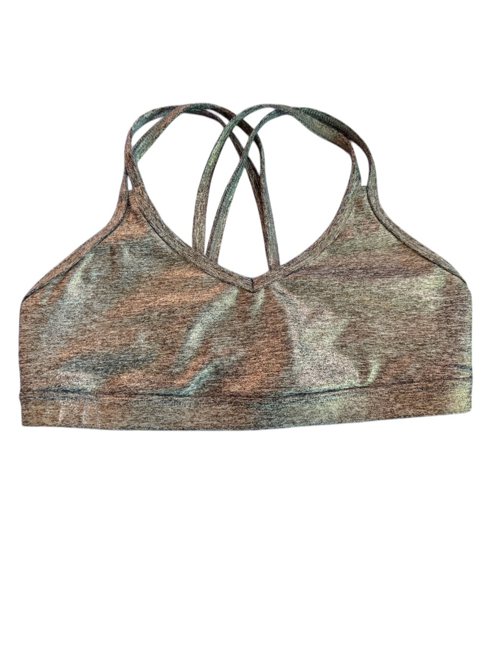3 for $5! Beyond Yoga Metallic Rose Gold Strappy V-Neck Sports Bralette - Size S